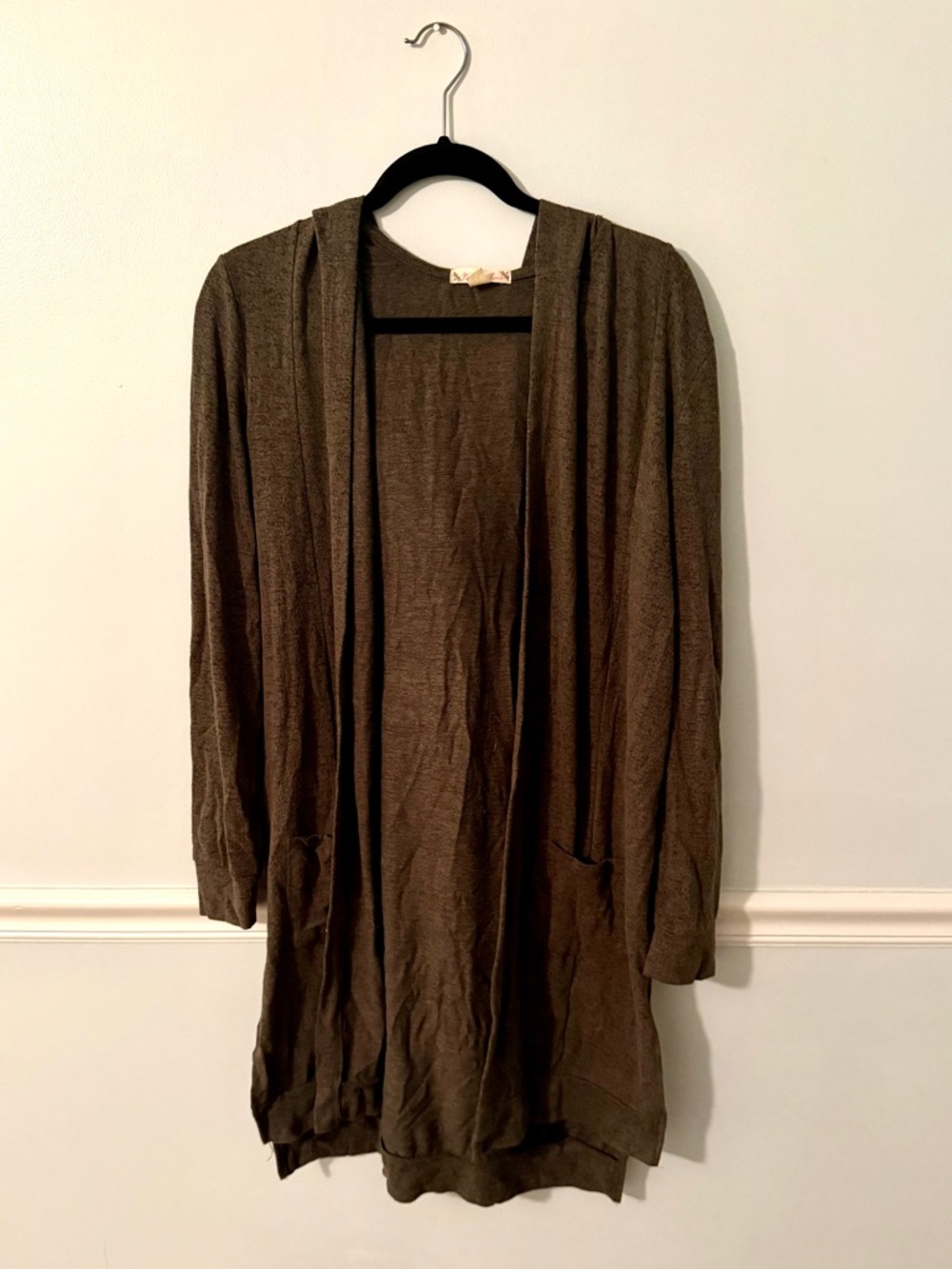 Deep Olive Green Cardigan, size M, with Hood
